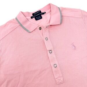 RALPH LAUREN POLO GOLF Click Snap‎ Pink Quick Dry Short Cap Sleeve Polo Medium